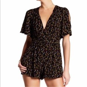 Free People 4 NWT Romper WITH FLAWS Black Floral